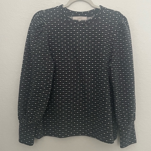 LOFT Black and White Polka Dot Blouse - Picture 1 of 3